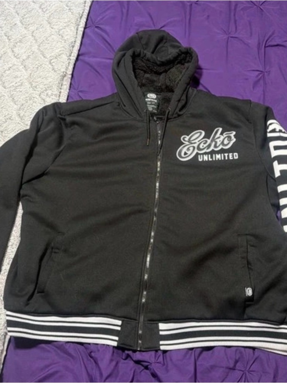 Ecko Unlimited Men’s Black Hooded Zip Jacket 5XL